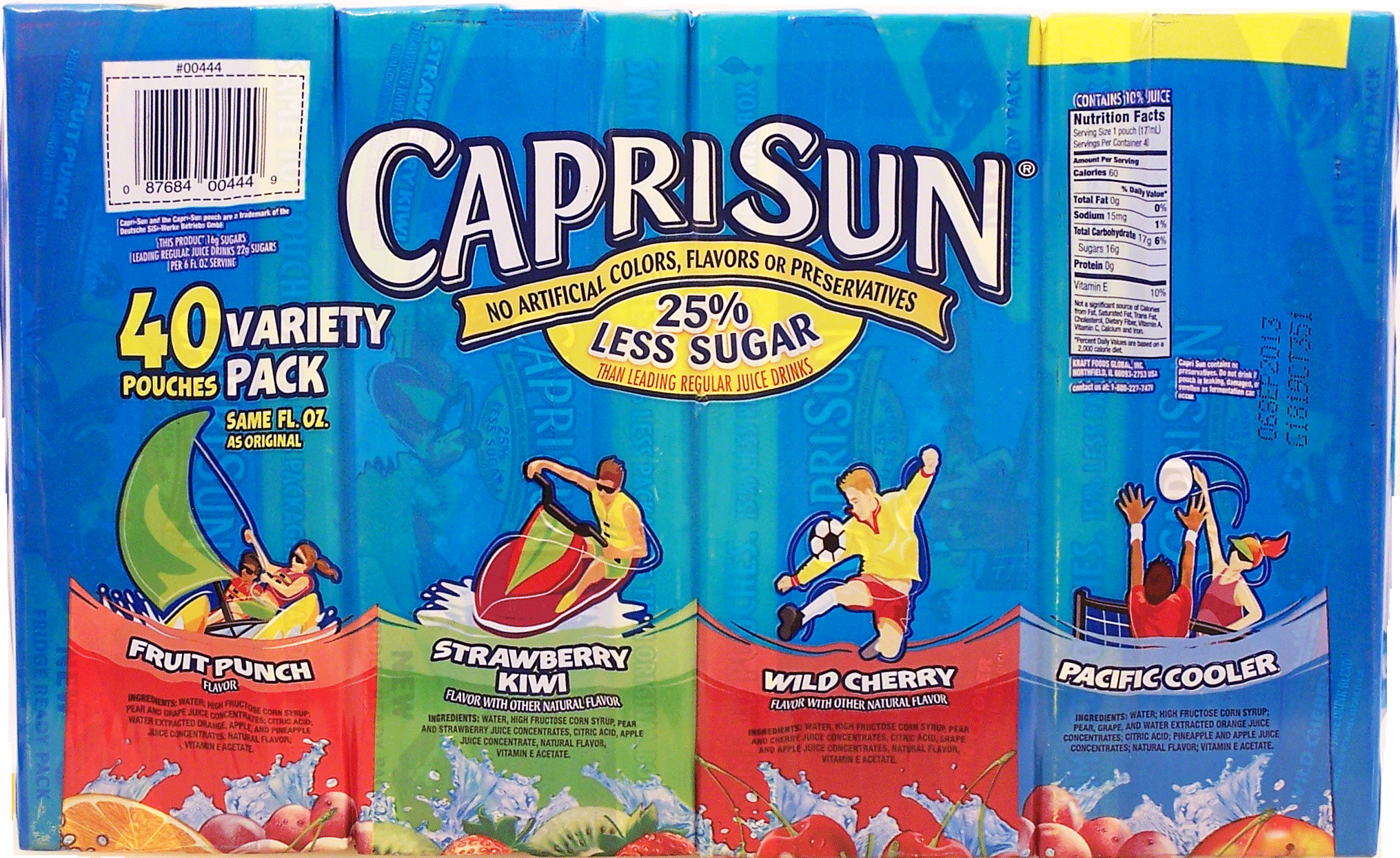 CapriSun  juice drink variety pack; fruit punch, strawberry kiwi, wild cherry, pacific cooler; 10% juice, 6-oz Full-Size Picture